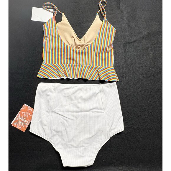 NWT KORTNI JEANE Women 2 Piece Swimsuit Bikini Scoop Back Sz M Multicolor 28-5 - Picture 2 of 16
